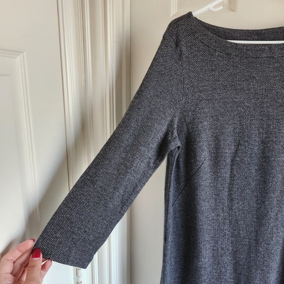 J Jill Womens Tunic Top Size S Ponte Knit Gray Herringbone Boat Neck 3/4 Sleeve - Picture 2 of 9